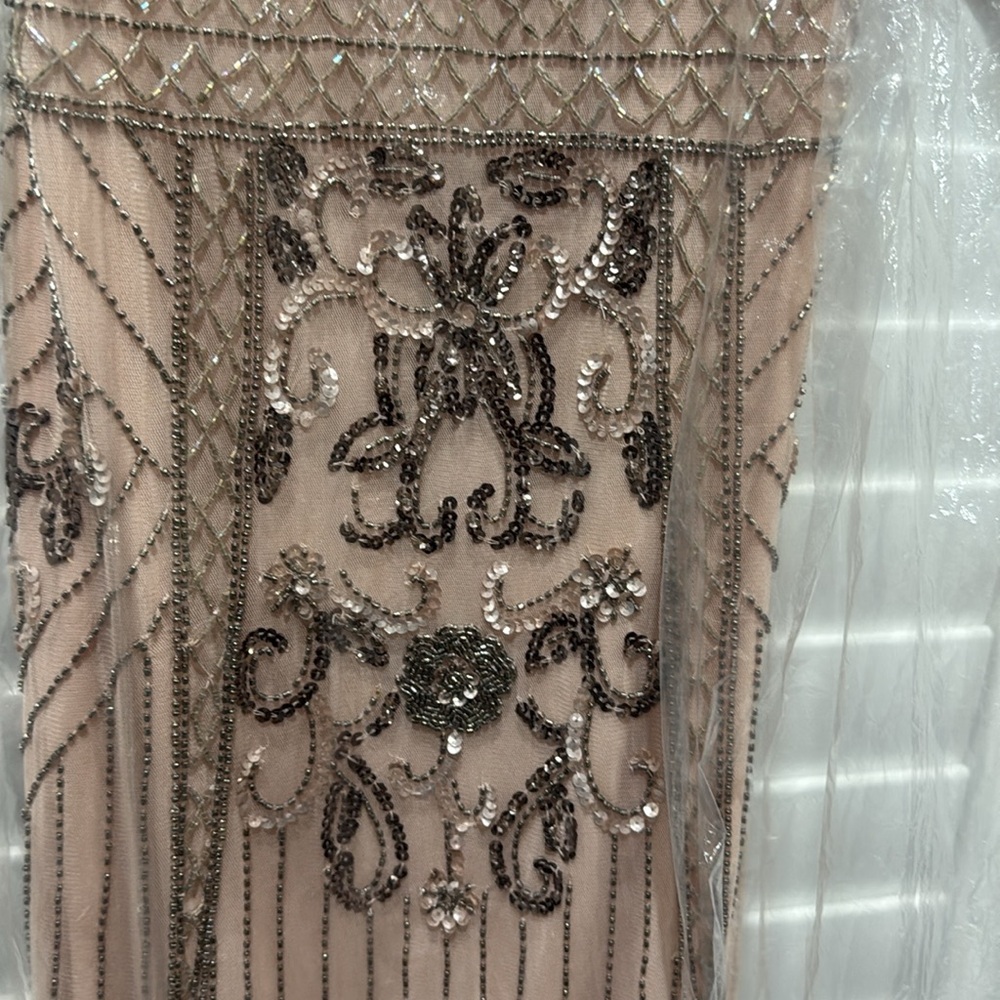 Jump Elegant Beaded Evening Gown – Size 5/6 (Color: Blush) - Picture 6 of 11